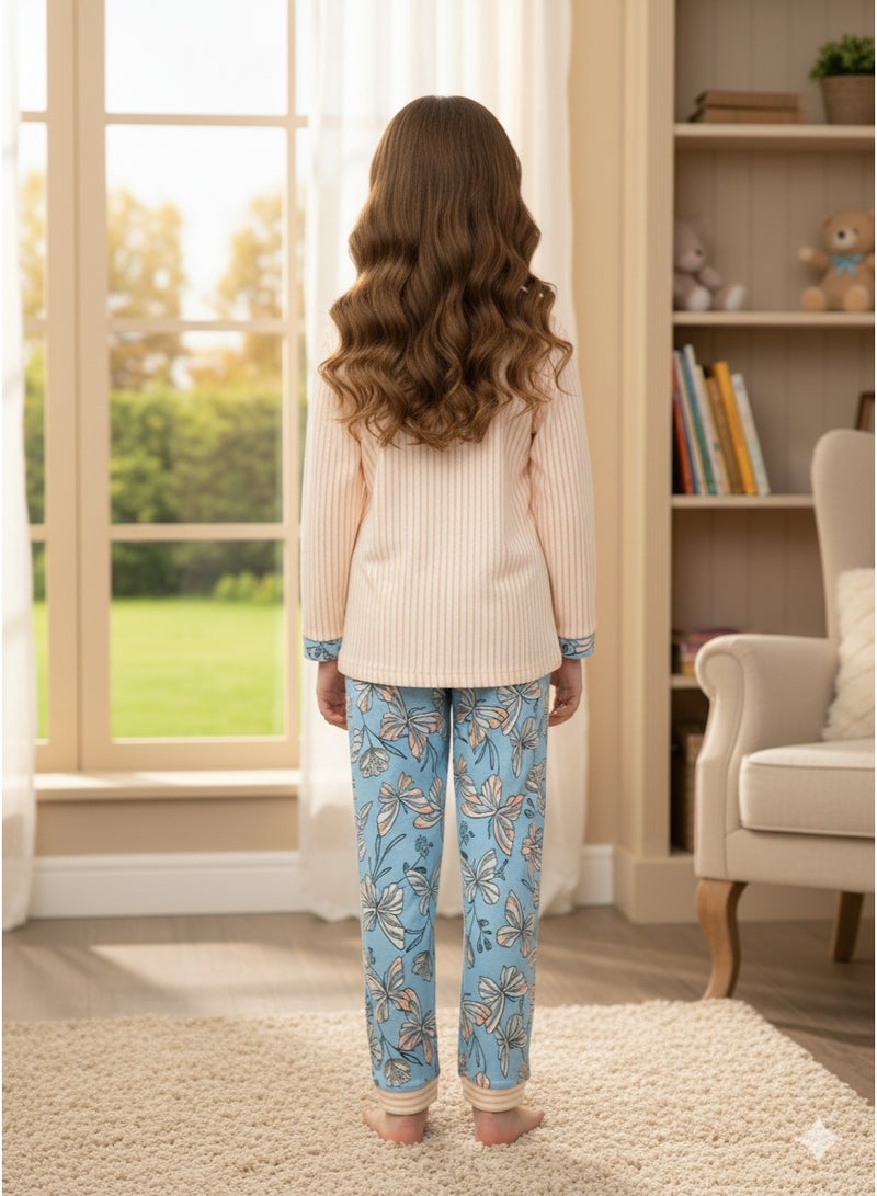 Joanna Girls Cotton Night Suit Set, Solid Plain Full Sleeve Top and Pajama, Soft Comfortable Kids Nightwear Sleepwear - Image 4